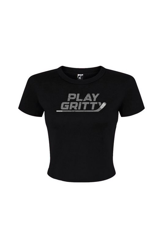 Barn Babe Play Gritty Baby Tee Black | Barn Garb Hockey Threads