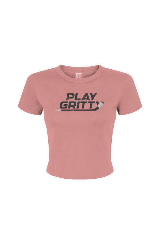 Barn Babe Play Gritty Baby Tee Pink | Barn Garb Hockey Threads