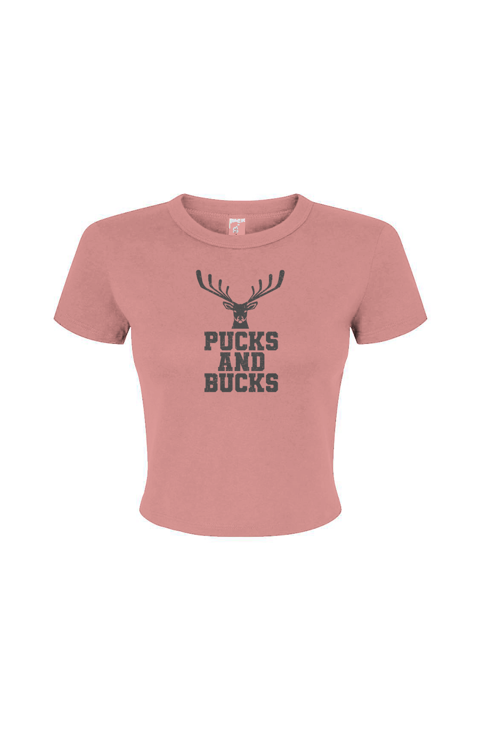 Barn Babe Pucks And Bucks Stacked Baby Tee Pink | Barn Garb Hockey Threads