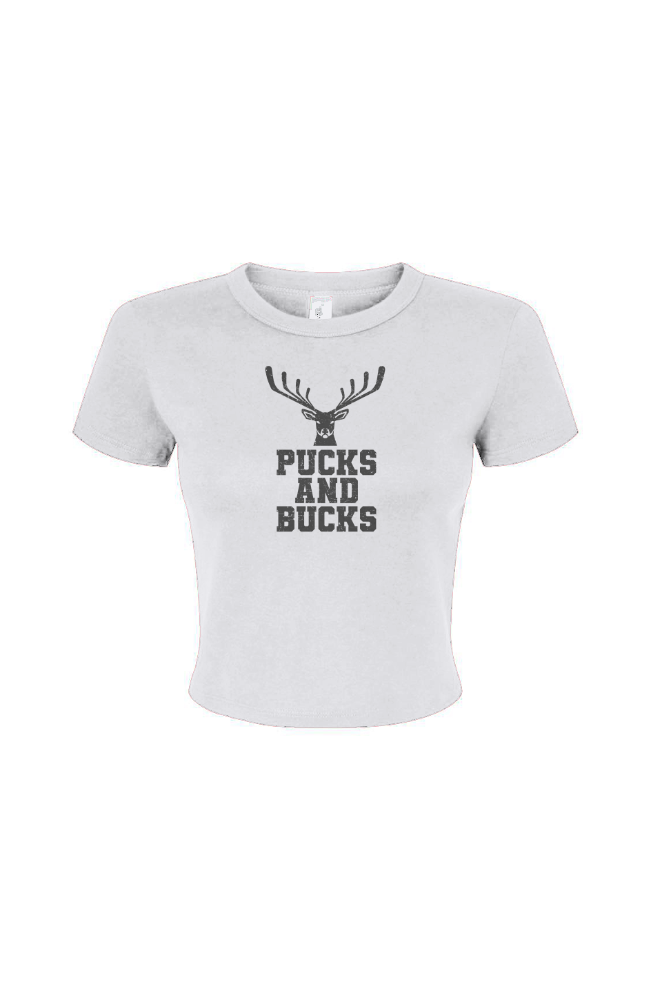 Barn Babe Pucks And Bucks Stacked Baby Tee White | Barn Garb Hockey Threads