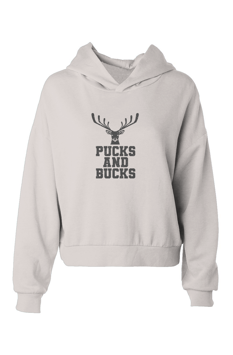 Barn Babe Pucks And Bucks Stacked Hip-Height Hoodie Bone | Barn Garb Hockey Threads