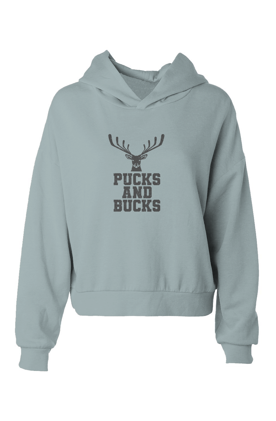 Barn Babe Pucks And Bucks Stacked Hip-Height Hoodie Sage | Barn Garb Hockey Threads