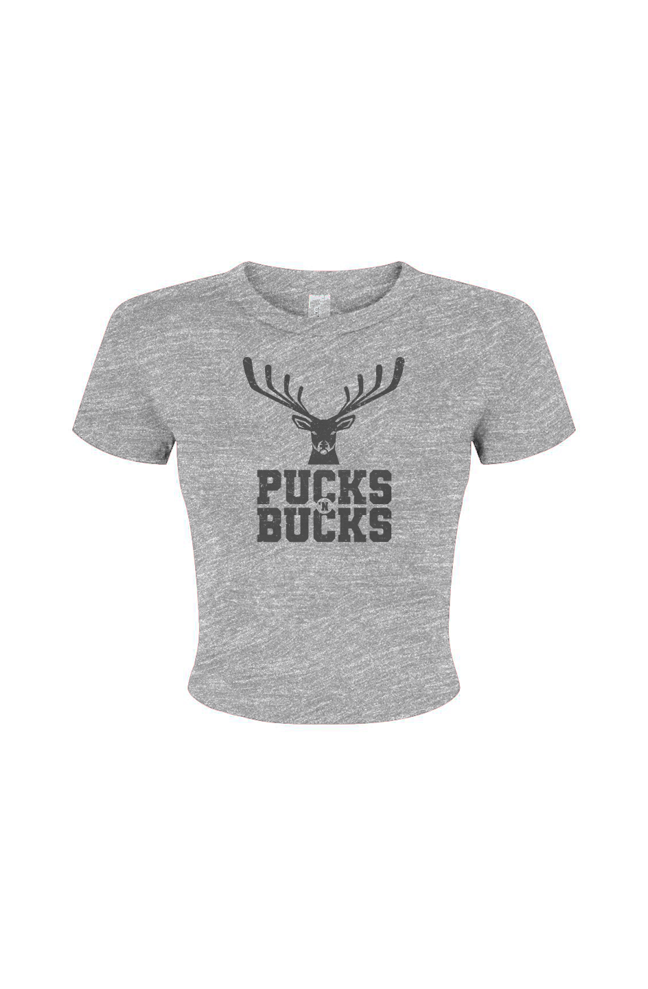 Barn Babe Pucks N Bucks Baby Tee Grey | Barn Garb Hockey Threads
