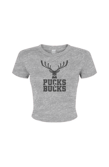 Barn Babe Pucks N Bucks Baby Tee Grey | Barn Garb Hockey Threads