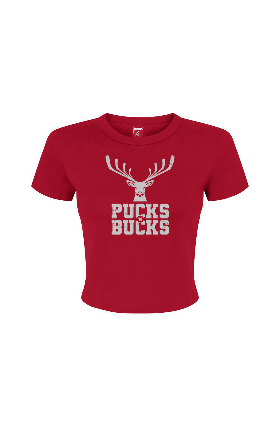 Barn Babe Pucks N Bucks Baby Tee Red | Barn Garb Hockey Threads