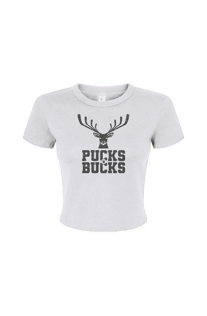 Barn Babe Pucks N Bucks Baby Tee White | Barn Garb Hockey Threads