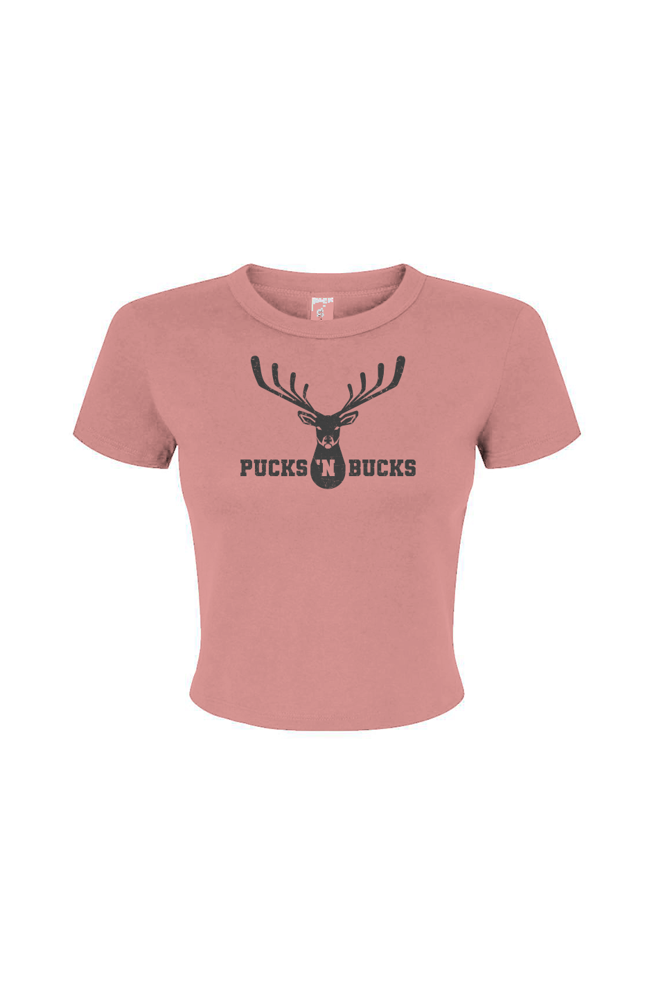 Barn Babe Pucks N Bucks Crest Baby Tee Pink | Barn Garb Hockey Threads
