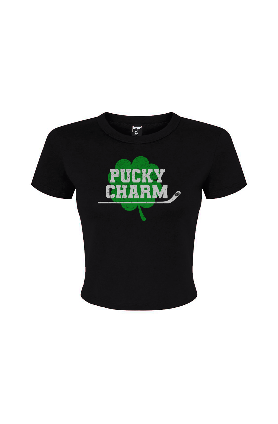 Barn Babe Pucky Charm Baby Tee Black | Barn Garb Hockey Threads