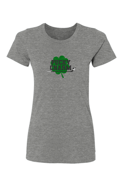 Barn Babe Pucky Charm Tee Grey | Barn Garb Hockey Threads