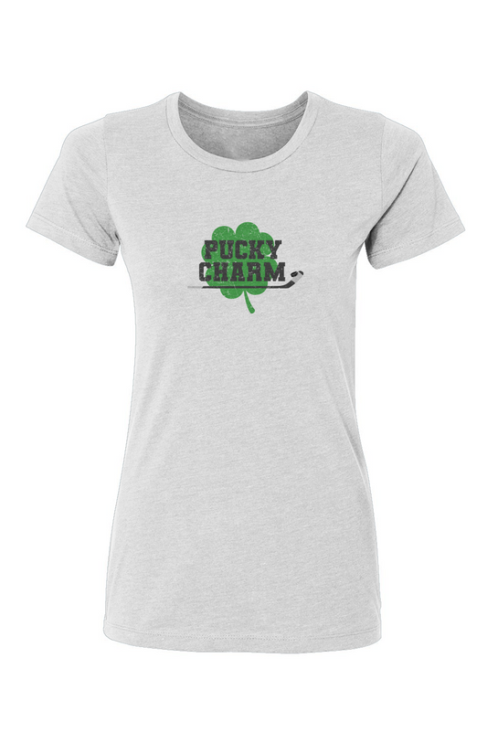 Barn Babe Pucky Charm Tee White | Barn Garb Hockey Threads