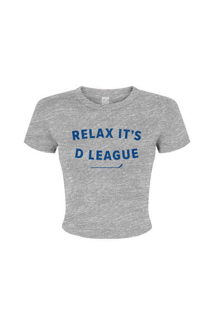 Barn Babe Relax it's D League Baby Tee Grey | Barn Garb Hockey Threads