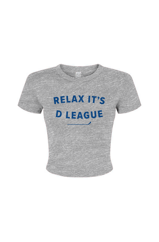 Barn Babe Relax it's D League Baby Tee Grey | Barn Garb Hockey Threads
