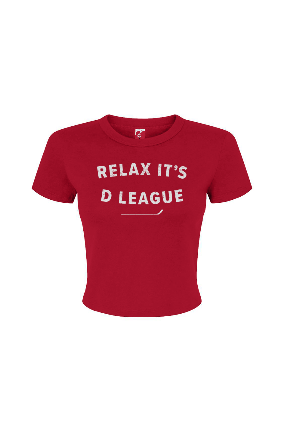 Barn Babe Relax it's D League Baby Tee Red | Barn Garb Hockey Threads