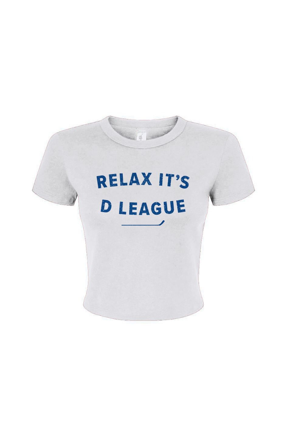 Barn Babe Relax it's D League Baby Tee White | Barn Garb Hockey Threads