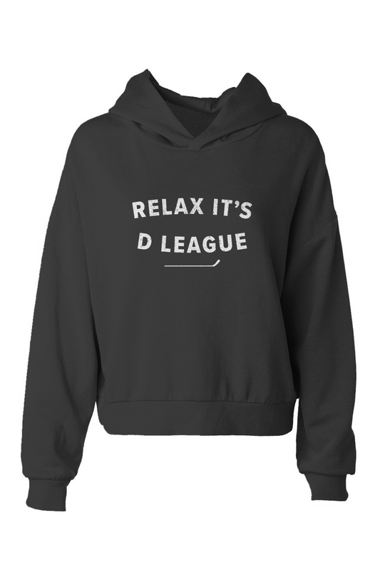Barn Babe Relax it's D League Hip-Height Hoodie Black | Barn Garb Hockey Threads