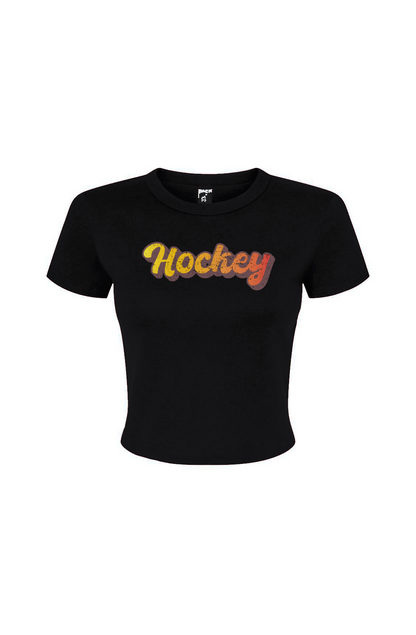 Barn Babe Retro Hockey Baby Tee Black | Barn Garb Hockey Threads
