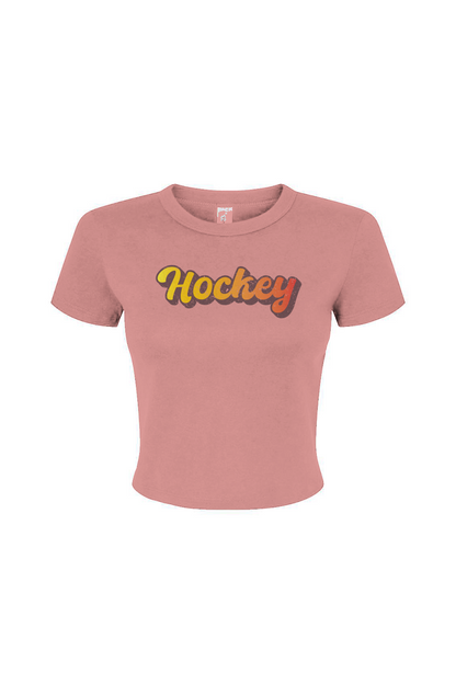 Barn Babe Retro Hockey Baby Tee Pink | Barn Garb Hockey Threads