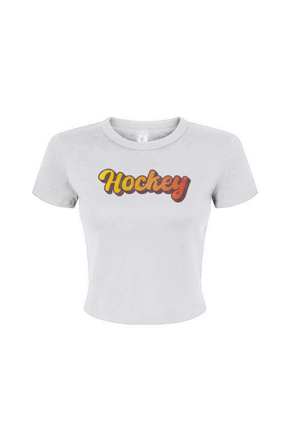 Barn Babe Retro Hockey Baby Tee White | Barn Garb Hockey Threads