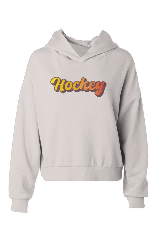 Barn Babe Retro Hockey Hip-Height Hoodie Bone | Barn Garb Hockey Threads