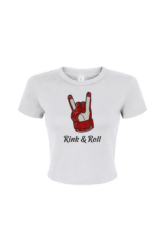Barn Babe Rink & Roll Baby Tee White | Barn Garb Hockey Threads