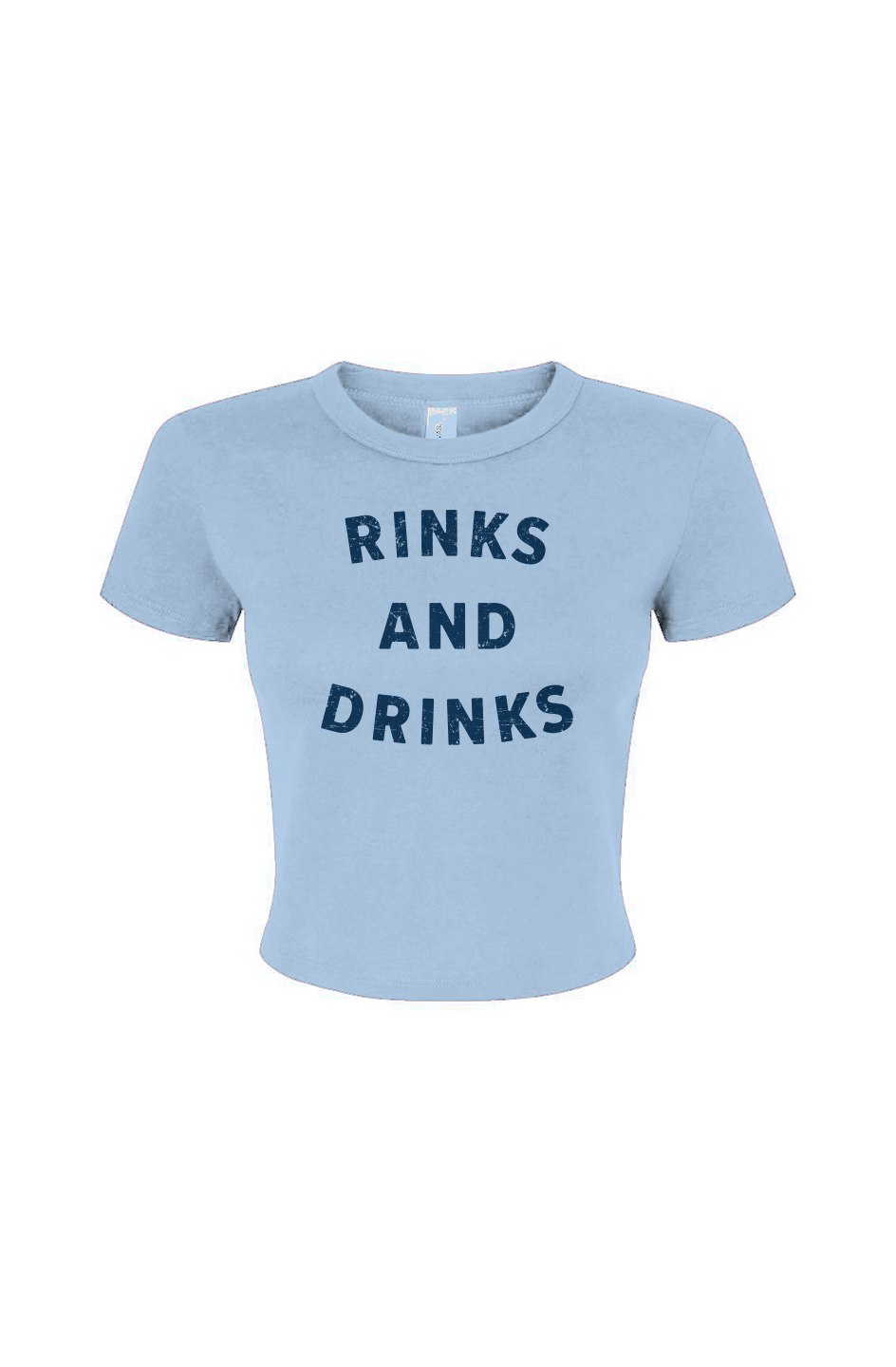 Barn Babe Rinks and Drinks Baby Tee Baby Blue | Barn Garb Hockey Threads