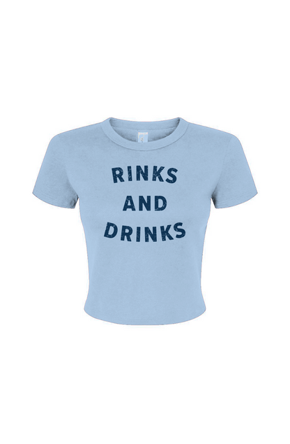 Barn Babe Rinks and Drinks Baby Tee Baby Blue | Barn Garb Hockey Threads