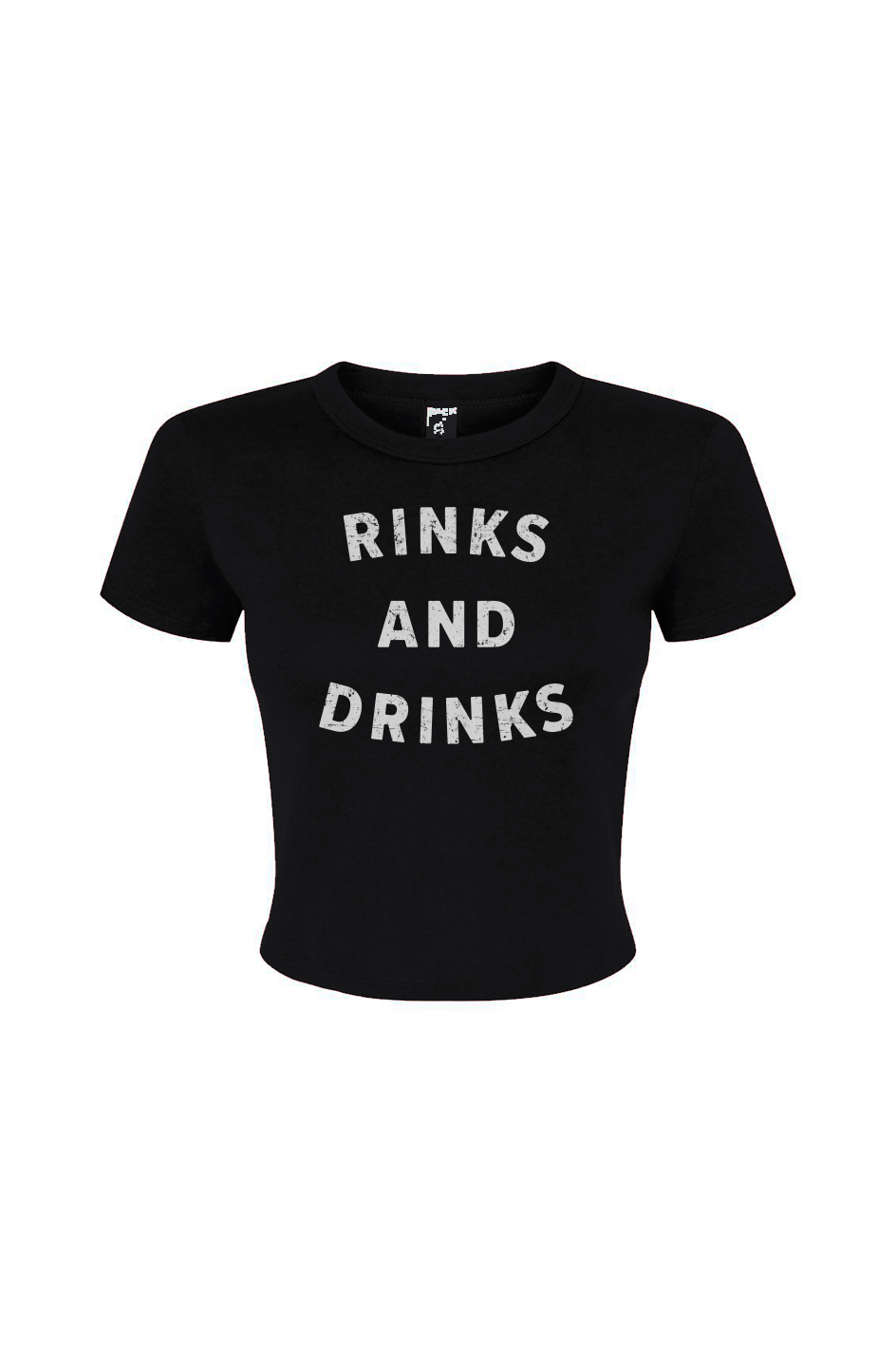 Barn Babe Rinks and Drinks Baby Tee Black | Barn Garb Hockey Threads