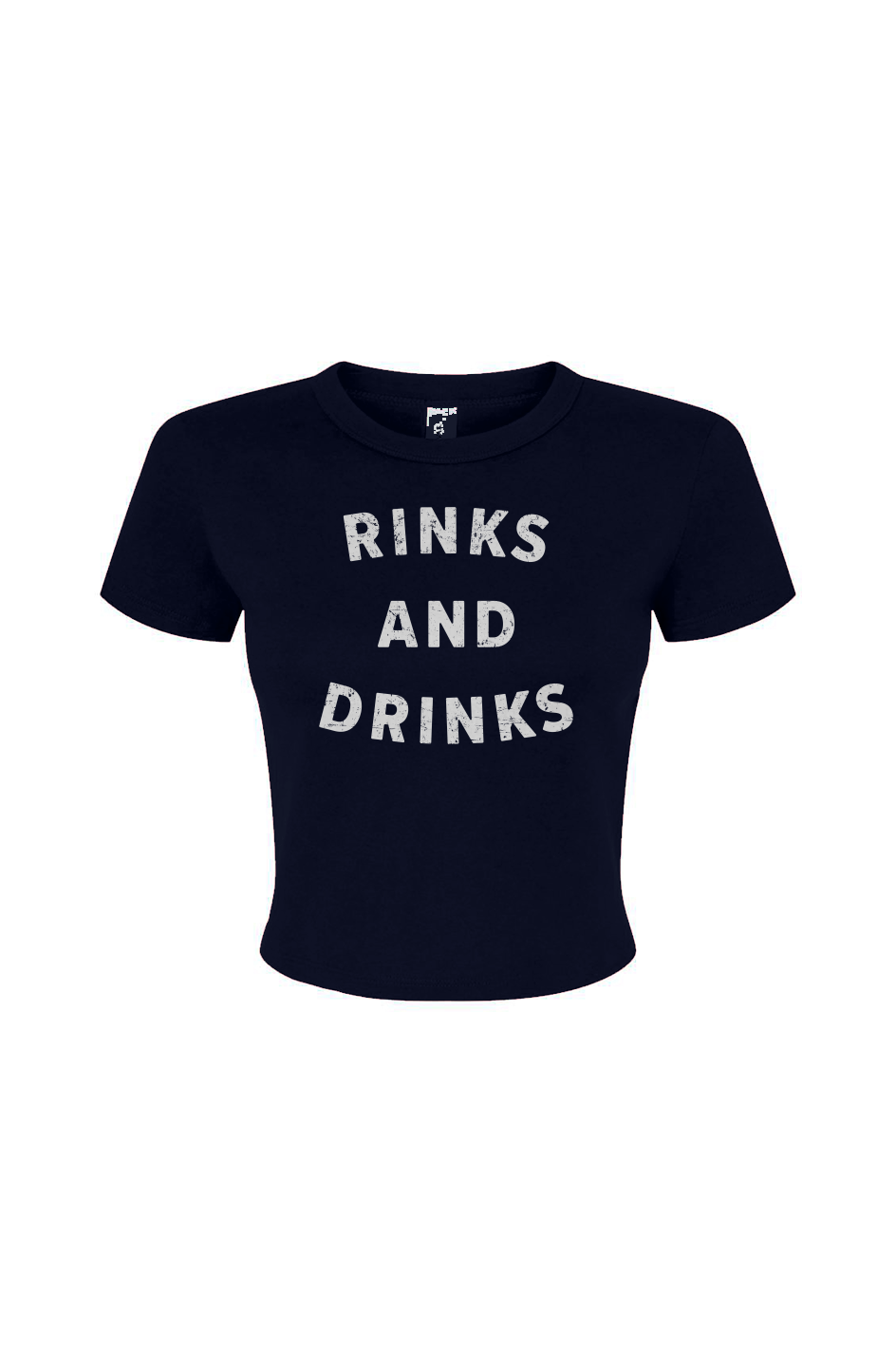 Barn Babe Rinks and Drinks Baby Tee Navy Blue | Barn Garb Hockey Threads