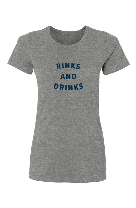 Barn Babe Rinks and Drinks Tee Grey | Barn Garb Hockey Threads