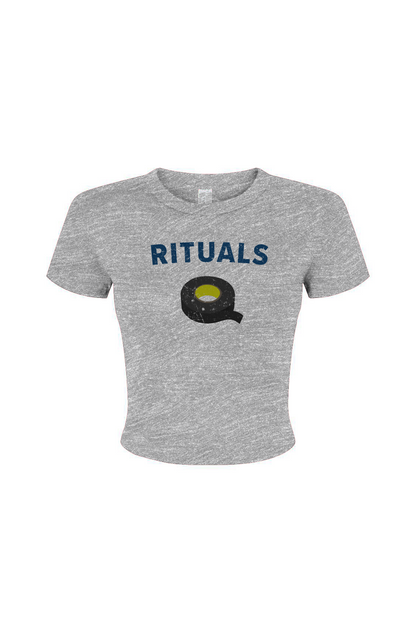 Barn Babe Rituals Black Tape Baby Tee Grey | Barn Garb Hockey Threads