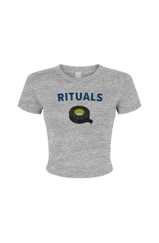 Barn Babe Rituals Black Tape Baby Tee Grey | Barn Garb Hockey Threads