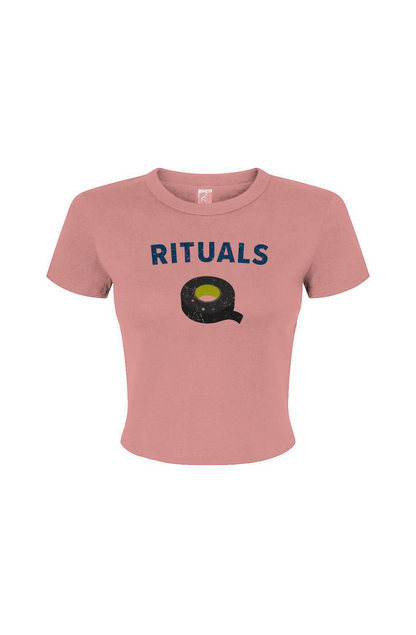 Barn Babe Rituals Black Tape Baby Tee Pink | Barn Garb Hockey Threads