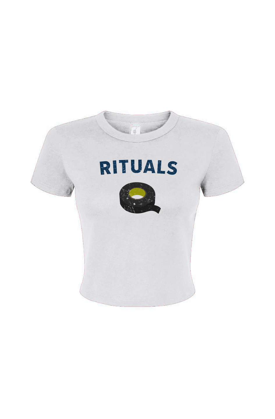 Barn Babe Rituals Black Tape Baby Tee White | Barn Garb Hockey Threads