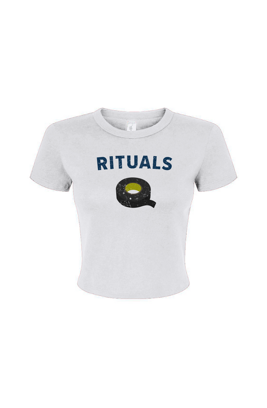Barn Babe Rituals Black Tape Baby Tee White | Barn Garb Hockey Threads