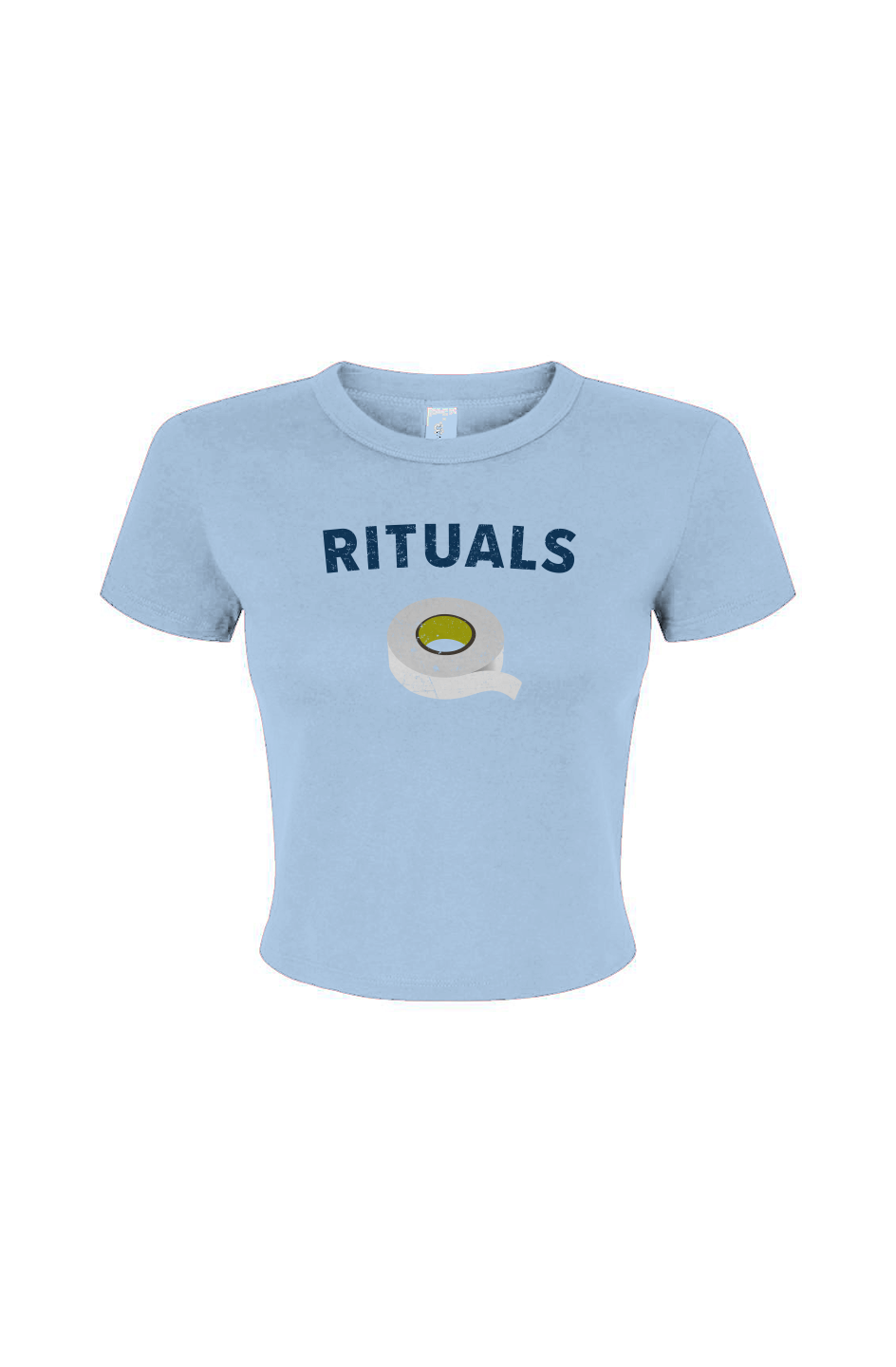 Barn Babe Rituals White Tape Baby Tee Baby Blue | Barn Garb Hockey Threads