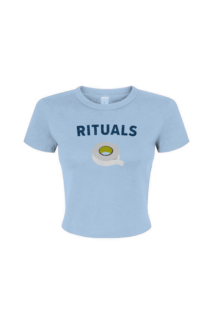 Barn Babe Rituals White Tape Baby Tee Baby Blue | Barn Garb Hockey Threads