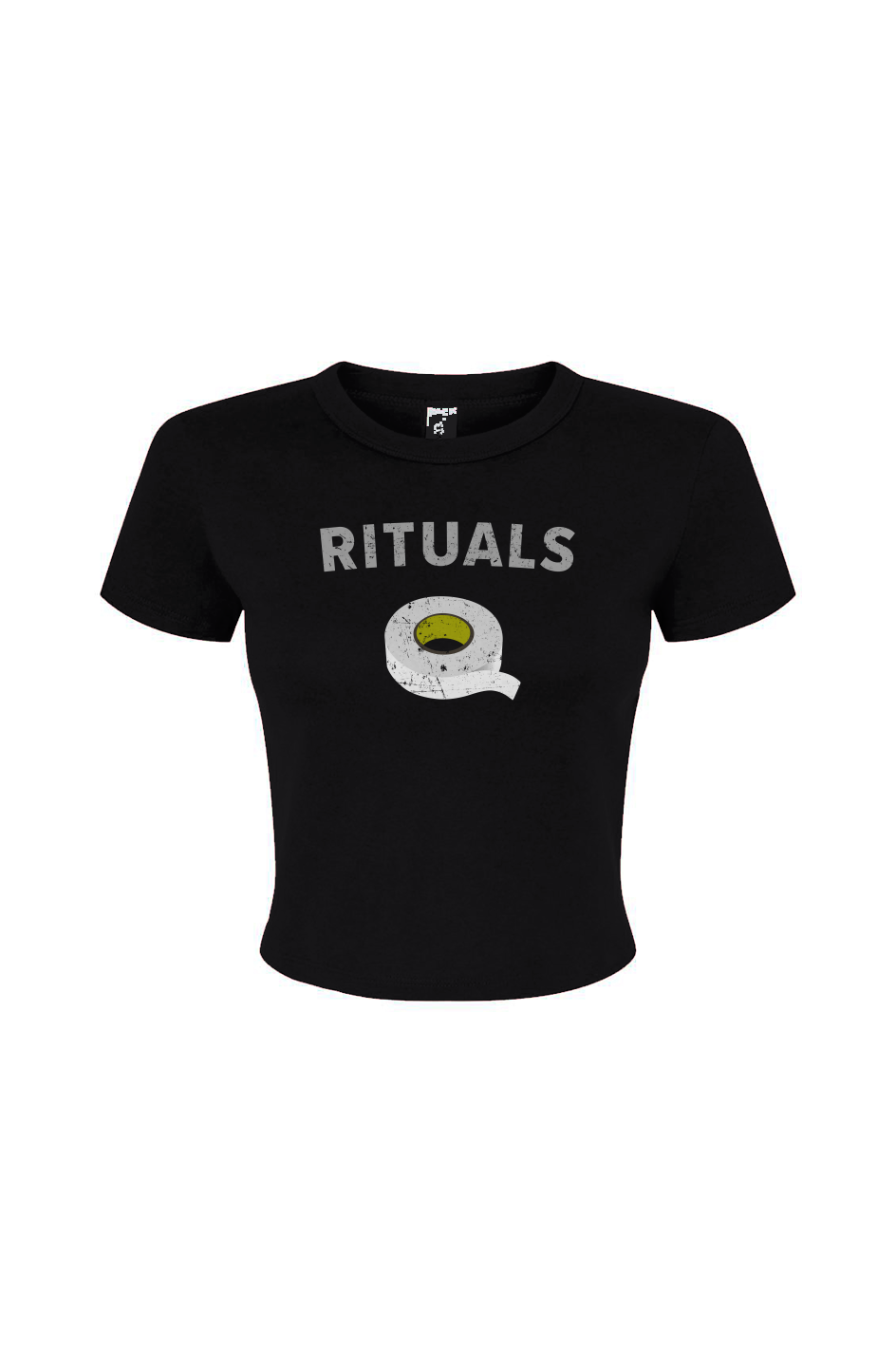 Barn Babe Rituals White Tape Baby Tee Black | Barn Garb Hockey Threads