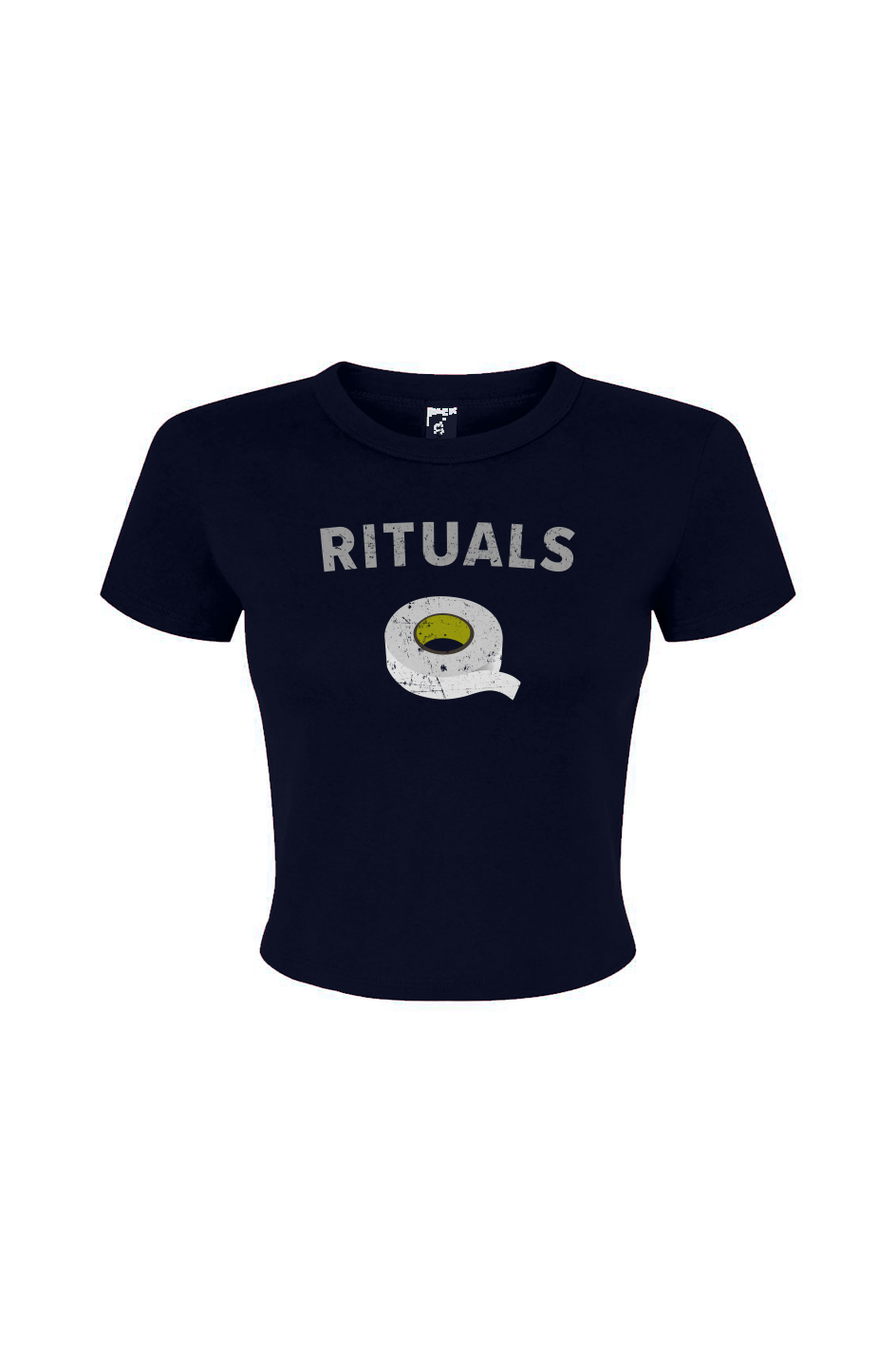 Barn Babe Rituals White Tape Baby Tee Navy Blue | Barn Garb Hockey Threads