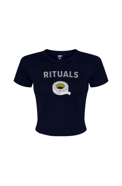 Barn Babe Rituals White Tape Baby Tee Navy Blue | Barn Garb Hockey Threads