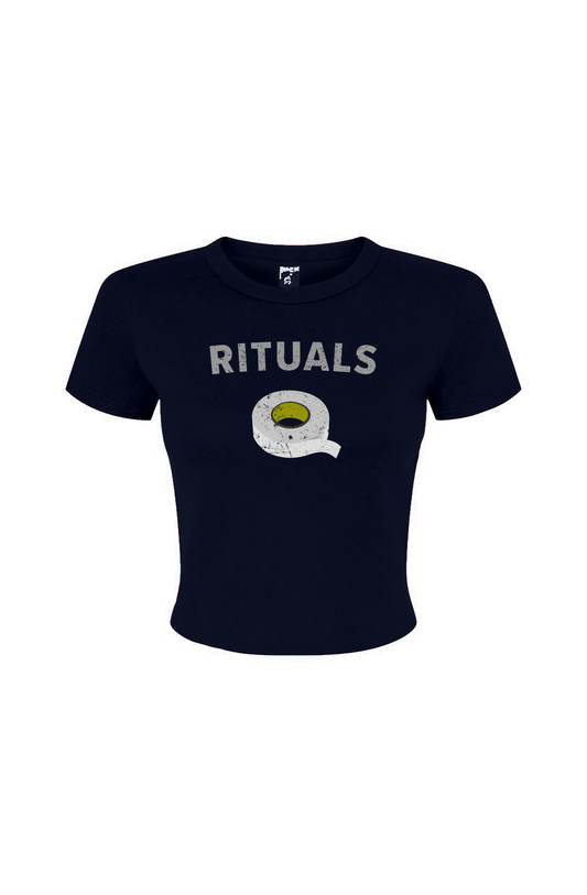 Barn Babe Rituals White Tape Baby Tee Navy Blue | Barn Garb Hockey Threads