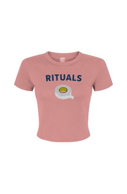 Barn Babe Rituals White Tape Baby Tee Pink | Barn Garb Hockey Threads