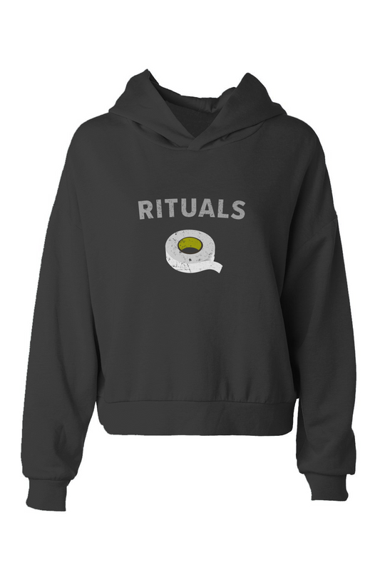 Barn Babe Rituals White Tape Hip Height Hoodie Black | Barn Garb Hockey Threads