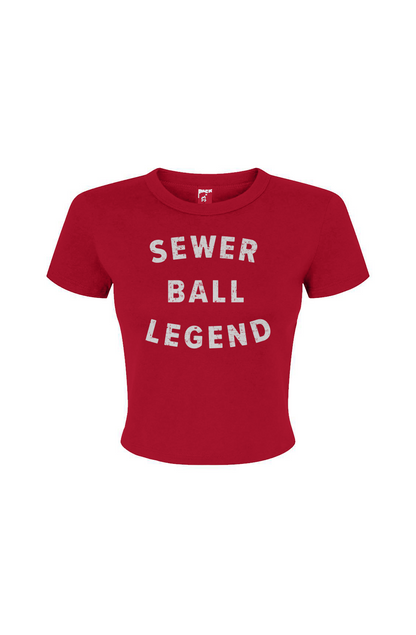 Barn Babe Sewer Ball Legend Baby Tee Red | Barn Garb Hockey Threads