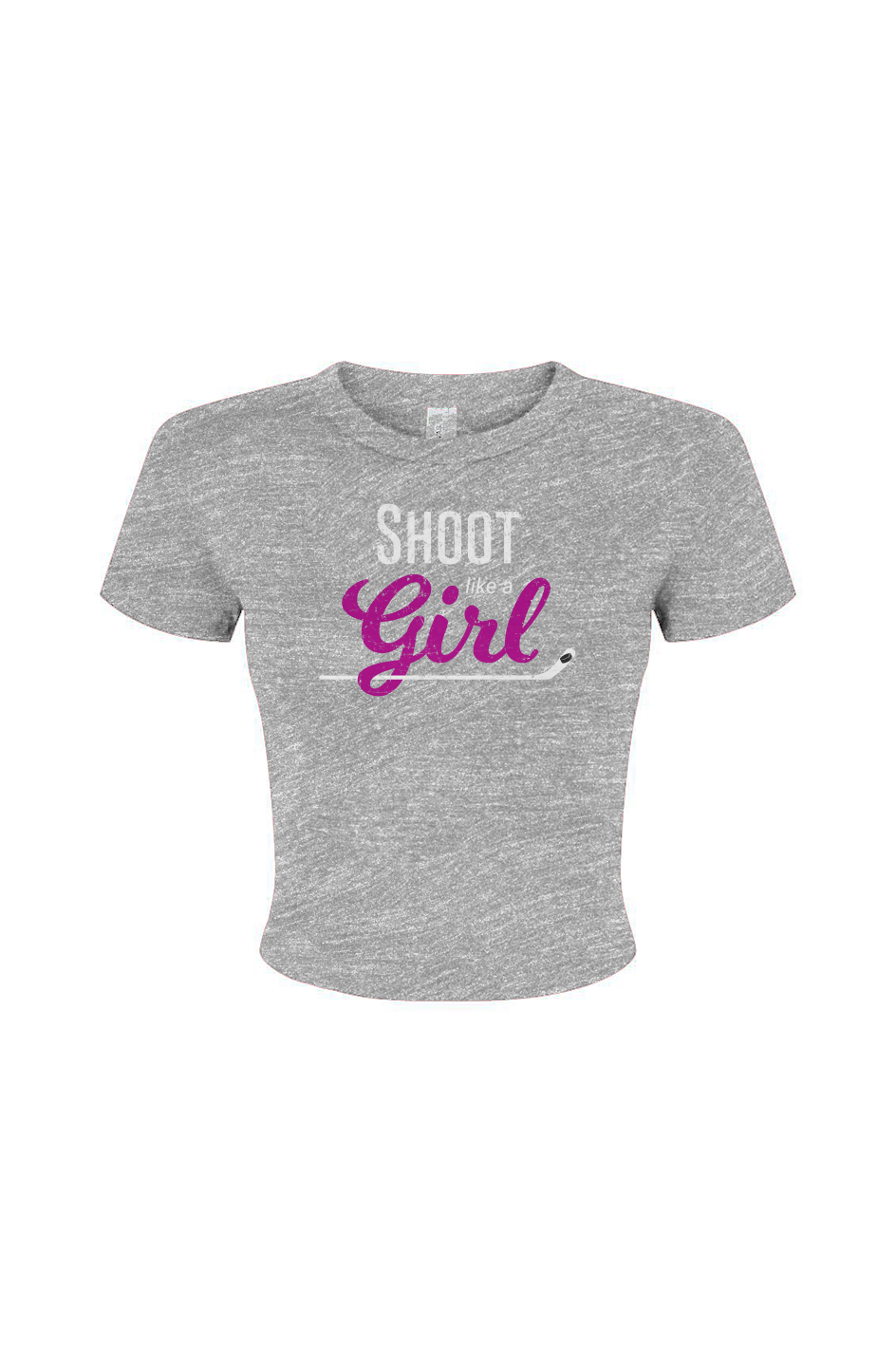 Barn Babe Shoot Like A Girl Baby Tee Grey | Barn Garb Hockey Threads