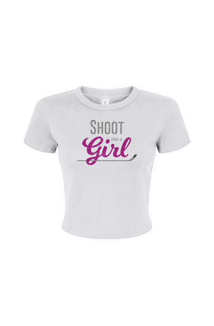 Barn Babe Shoot Like A Girl Baby Tee White | Barn Garb Hockey Threads