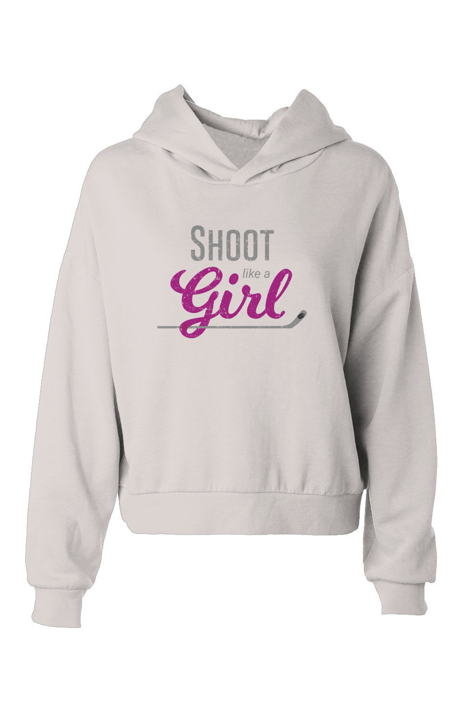 Barn Babe Shoot Like A Girl Hip-Height Hoodie Vintage White | Barn Garb Hockey Threads