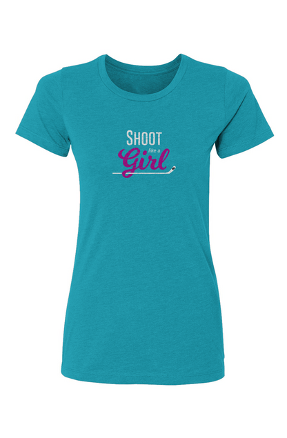 Barn Babe Shoot Like A Girl Tee Turquoise | Barn Garb Hockey Threads