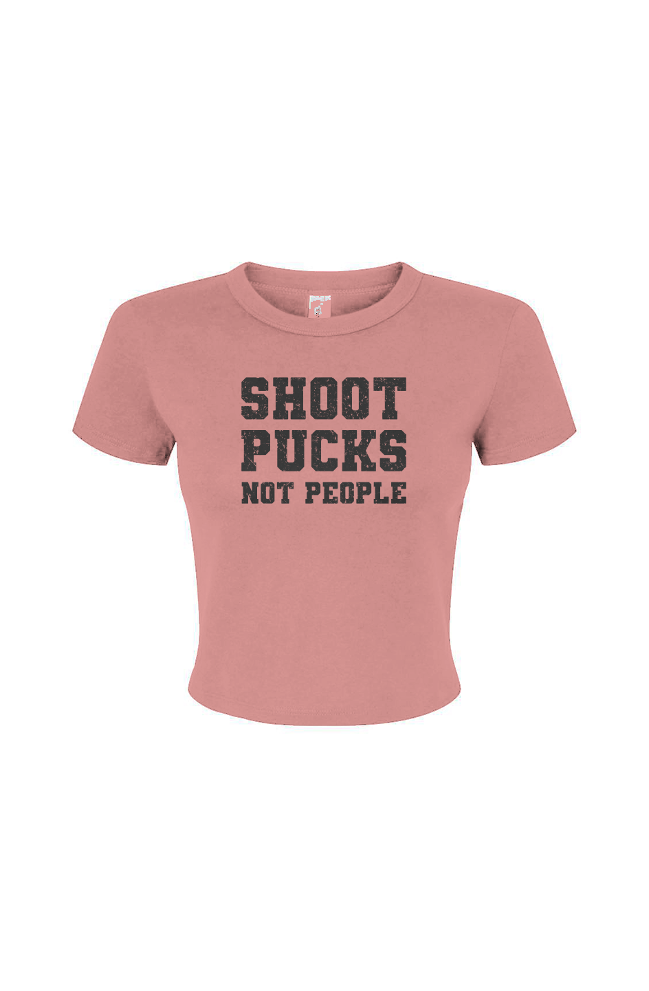 Barn Babe Shoot Pucks Not People Baby Tee Pink | Barn Garb Hockey Threads