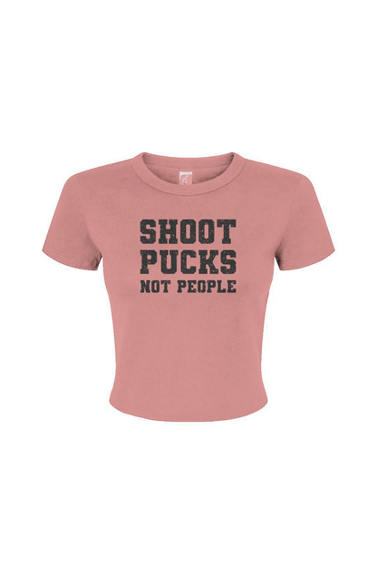 Barn Babe Shoot Pucks Not People Baby Tee Pink | Barn Garb Hockey Threads