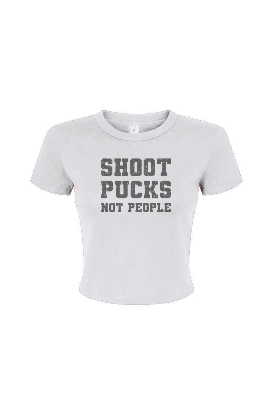 Barn Babe Shoot Pucks Not People Baby Tee White | Barn Garb Hockey Threads
